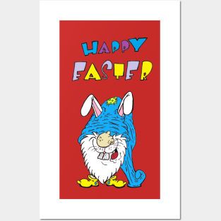 Easter Bunny Gnome "Happy Easter" Message Posters and Art